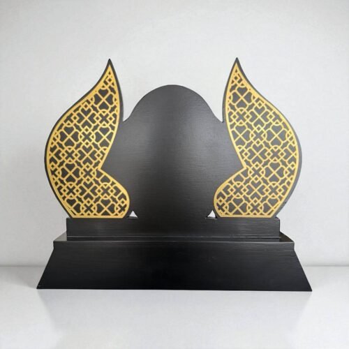 Flame Design Wooden Memento with Golden Accents