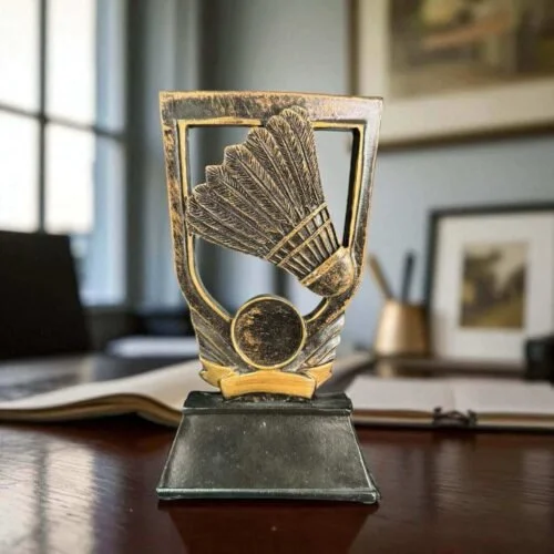 Badminton Metal Trophy with Shuttlecock Design